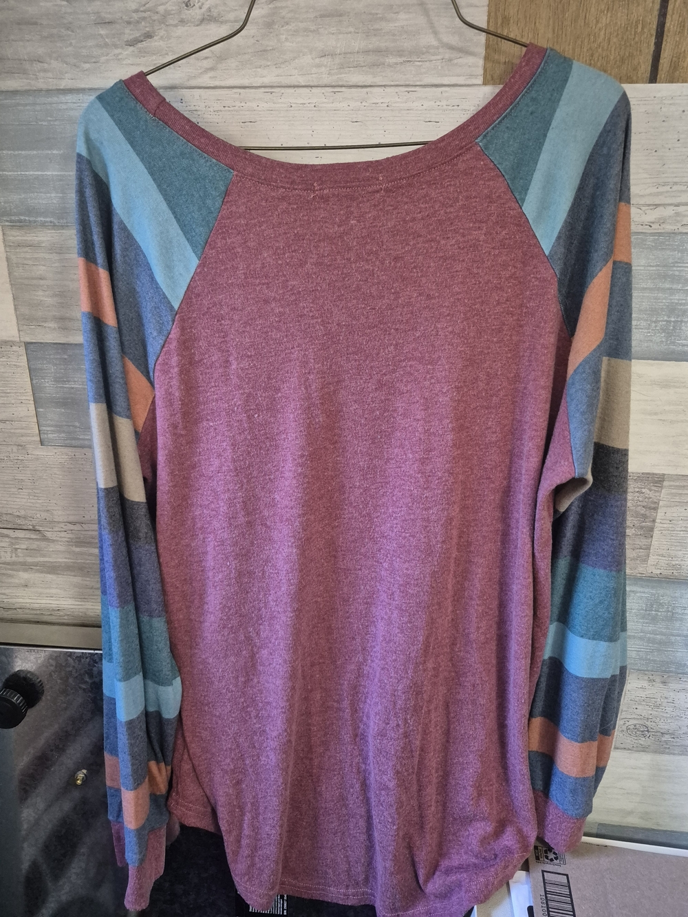H A L I F E Colorblock Raglan Striped Long Sleeve Top Blue - Size XL NWOT - Picture 4 of 4